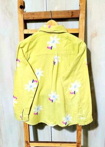Floral Yellow Button-Down Shirt-40-42