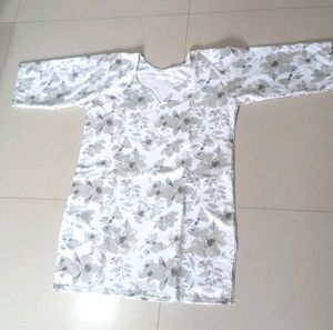 NEW ! Rayon Floral print short kurti|White Straigh