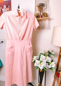 Vintage Pleated Peach Dress