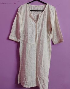 White Chickenkari Kurti