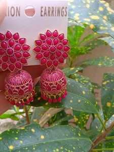 Pink Jhumka Earrings