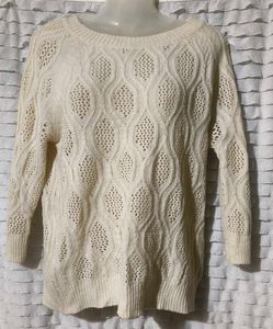 Cream Knit Open Weave Sweater