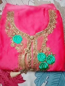 Pink &amp; Teal Embroidered Ethnic Suit