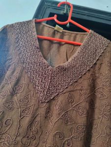 Brown Embroidered Top