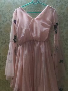 Pinkish Flared Knee Dress ,