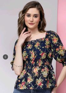 Floral Square Neck Top