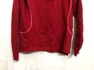 Hind Red Long Sleeve Half Zip T Shirt
