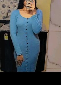 Blue Button-Down Midi Dress(made in Manchester)