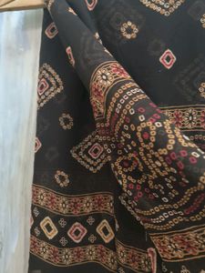 Dark Brown Bandhani Style