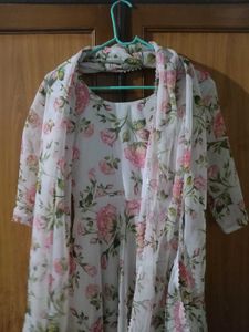 Floral Anarkali Suit with Dupatta