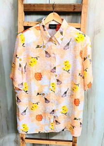 Light Orange Printed Shirt Size-42