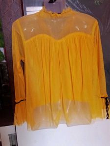 Yellow Sheer Long 🌼Sleeve Blouse