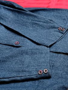 Men Blue Fully Stitched Textured Blazer