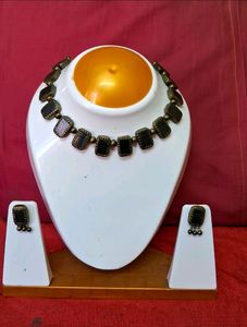 Handmade Green Rectangle Terracotta Jewell Set 1