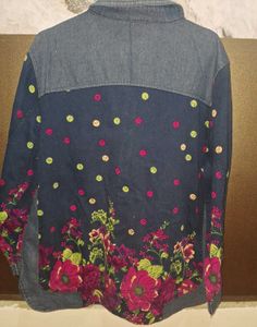 Combo Of Denim Shirt With Floral printed Jacket