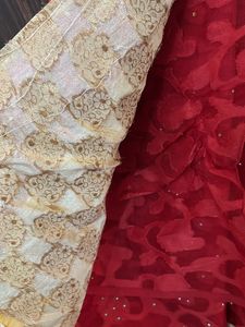 Red Stone Work Saree