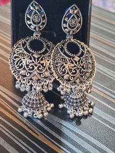 Elegant Silver Jhumka Earrings