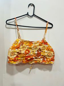 Floral Linen Crop Top