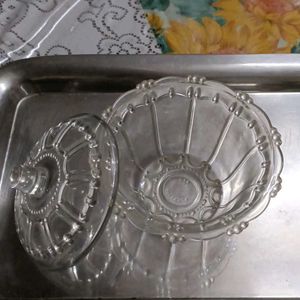 Vintage Glass Candy Bowl with Lid