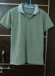 unisex Striped Polo T-Shirt
