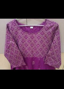 Elegant Purple &amp; Gold Print Kurta