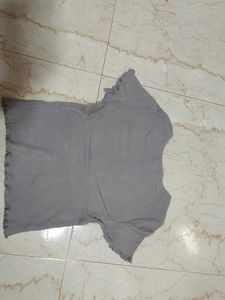 Cute Grey Ribbed Top
