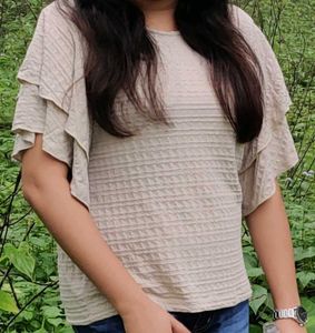 Khaki Colour Layered Half Sleeves Top