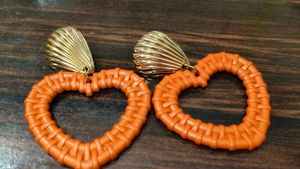 Orange Heart Earrings