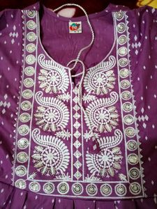 Embroidered Purple Kurti