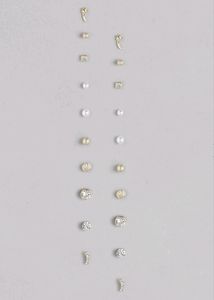 Set Of 25 Gold-toned &amp; White Contemporary Earrings