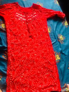 Red Printed Kurta