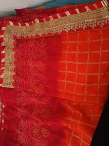 Red &amp; Orange Ombre Saree