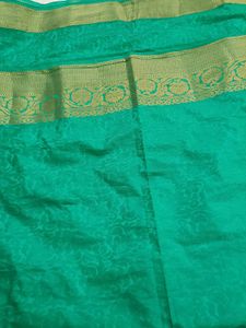 Green Banarasi Saree with free matching earrings