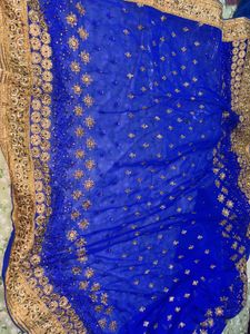 Royal Blue Embellished Saree