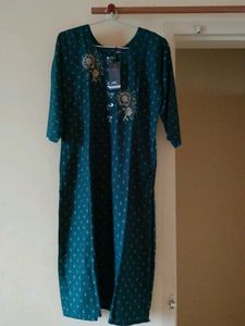 Teal Embellished Kurti