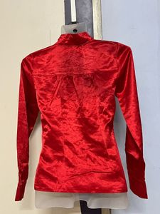 Red Silk Shirt Top