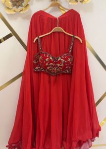 blingy red bollywood party lehenga