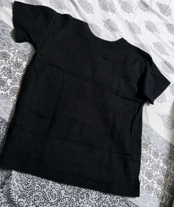 Women Black Casual Cotton Tshirt