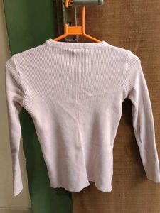 Ribbed V-Neck Long Sleeve Top