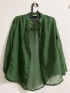 Green Button-Down sheer Shirt