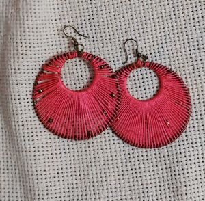 Pink Thread  Or Silver Colour Earrings 2 Pair