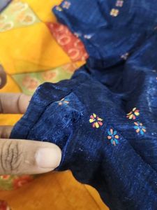 Vibrant  yellow Patterned georgette saree with blo