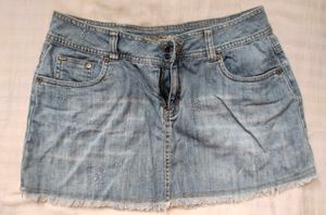 Denim Mini Skirt & Shorts Set