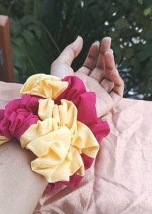 Pink &amp; Yellow Hair Scrunchies
