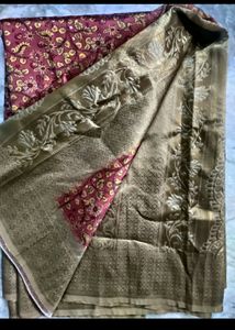 Rust Color Lichi Silk Saree