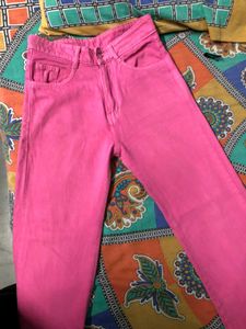 High Waist Straight Pink Denim