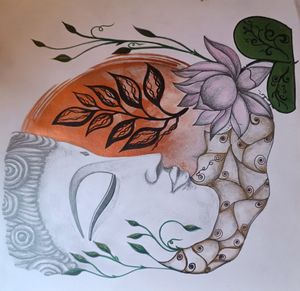 Abstract Boho Style Painting - Buddha