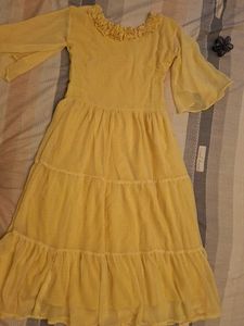 Vintage Yellow Tiered Dress
