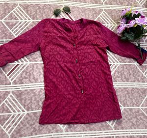 Maroon Embroidered Top