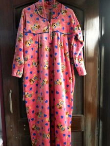 Fleece Cute Bear Print Nighty